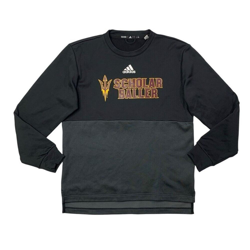 Adidas Sweatshirt Mens L Grey Black Arizona Sun Devils Scholar Baller Basketball
